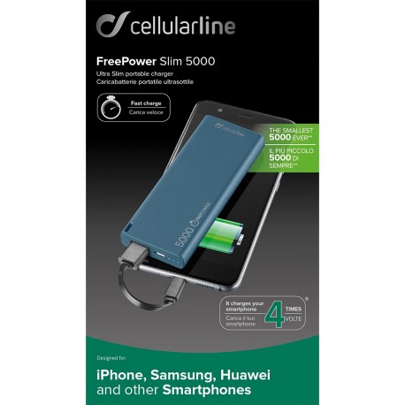 Batteria tascabile d'emergenza Cellularline 5000mAh